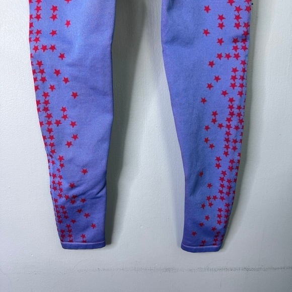 Fabletics High-Waisted Seamless Star Capri Leggings Crystal Blue Red Women's XS - Picture 11 of 13